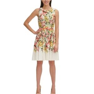 Tommy Hilfiger Floral Eyelet Dress Womens 14W Sleeveless Fit and Flare